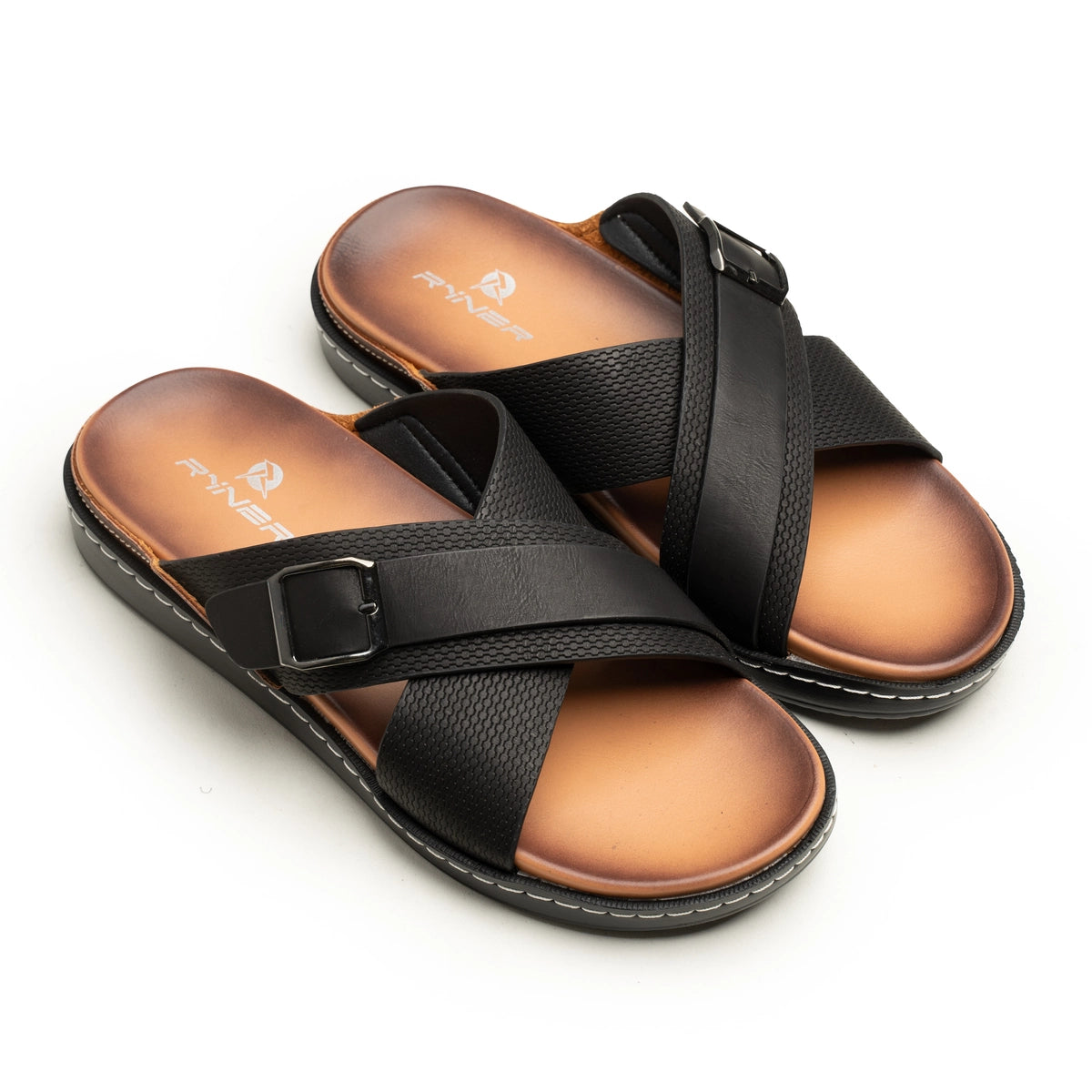 Criss-Cross Leather Strap Chappal Men's Leather Slides