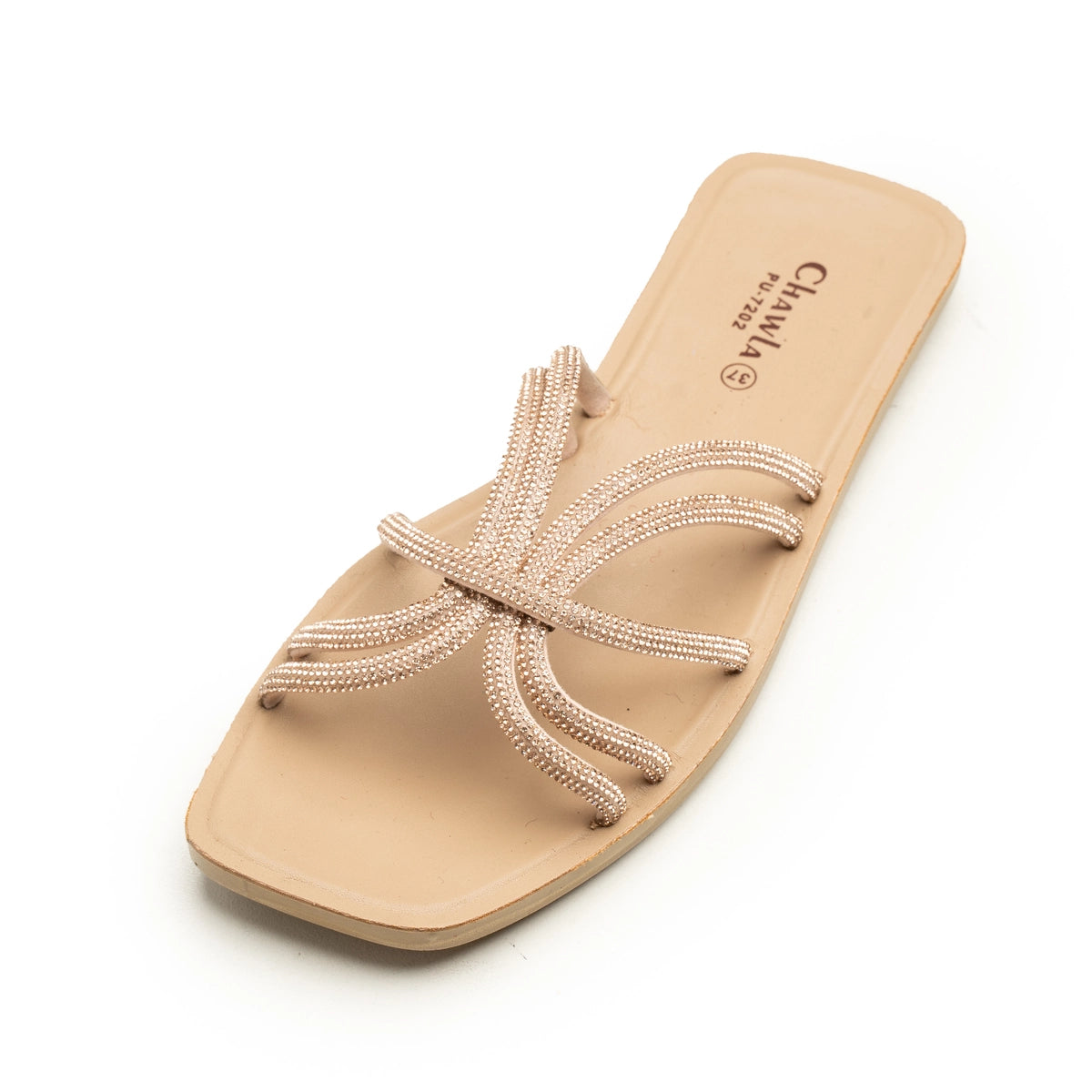 Criss-Cross Studded Slides | Women's Trendy Flats - ezzewak